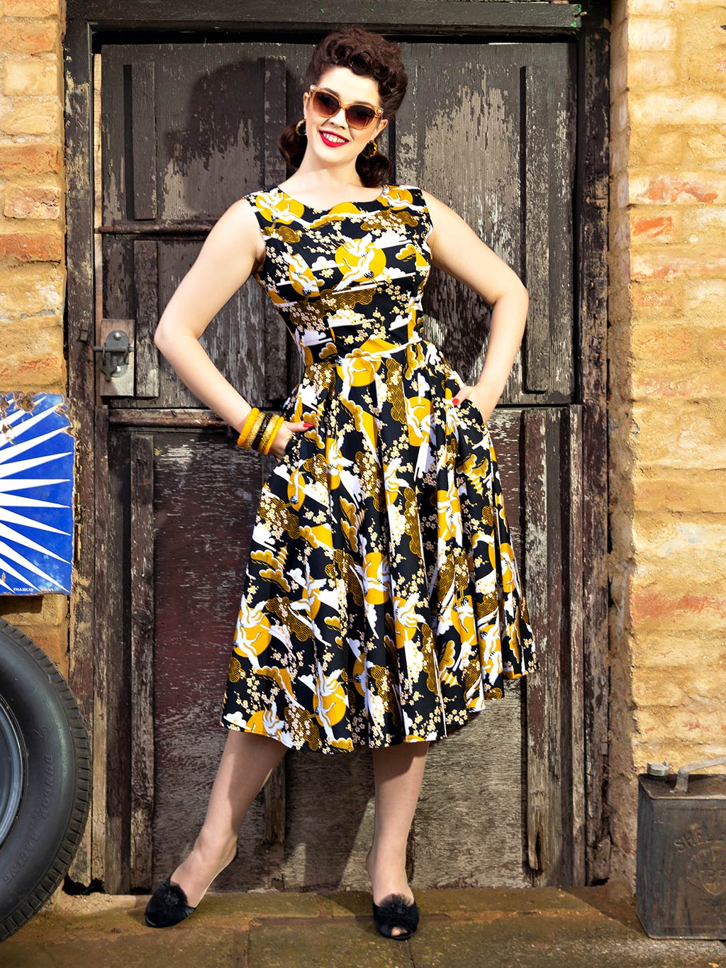 Vintage print hot sale dress