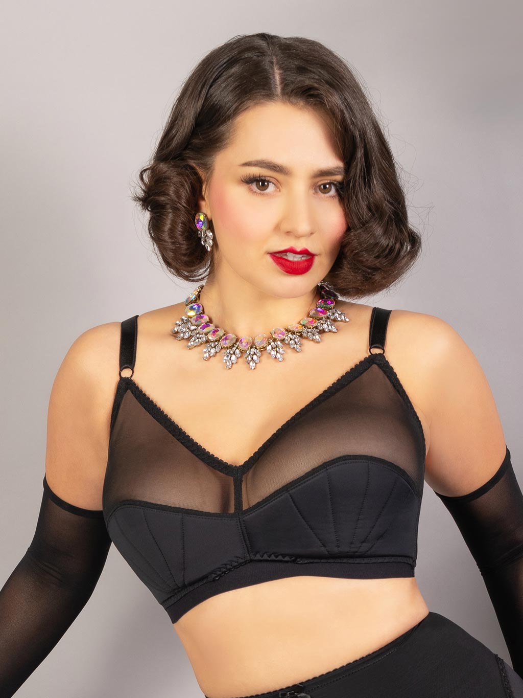 black retro soft cup bra
